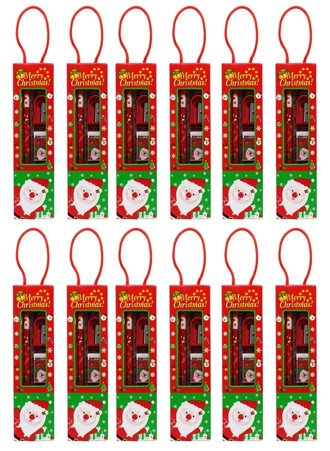 Asera 12 Pcs Christmas X-mas theme Santa Claus Stationery Gift Pack for Kids Birthday Return Theme Party - Image 1